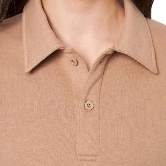 Mondetta Ladies' Collared Fleece Pullover Top, Large, Natural - Picture 3 of 4